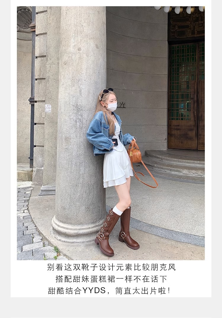 【sheii苏茵茵】梦玲同款~阿miu真皮中高筒西部牛仔靴女骑士长靴详情15
