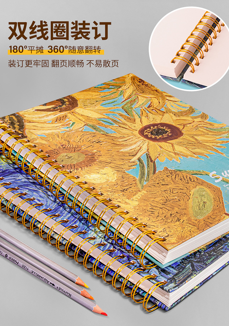 A4素描本加厚160g美术生专用60张图画本 世界名画学生写生速写本详情6