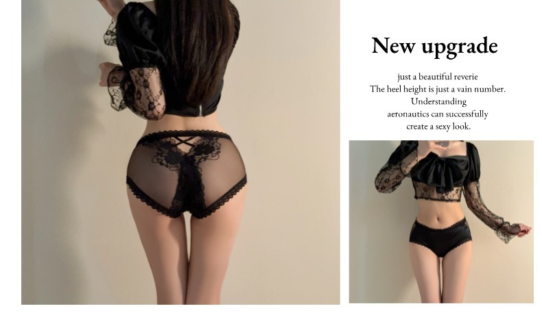 2026 Bestseller one-piece dropshipping Solid color Japanese-style pure desire style hollowed-out high-waisted seamless lace Underwear for ladies' Temptation Three pic 13