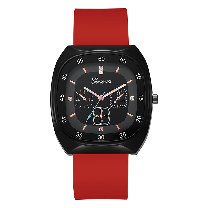 新款抖音高颜值女时尚硅胶带方形手表 女士三针石英腕表外贸详情8