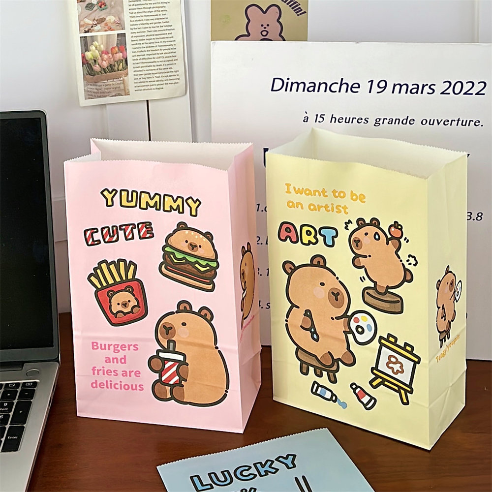 Tengyi Original cute capybara packing paper bag, high appearance level cartoon gift storage bag, new creative laminated paper bag pic 14