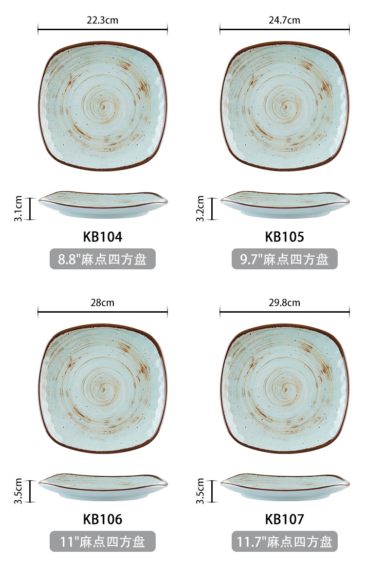 New imitation porcelain KB blue glaze dot melamine tableware factory direct sales melamine tableware pic 14