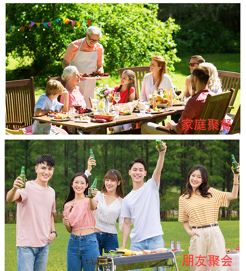 Outdoor BBQ cross-border special stainless steel telescopic Zibo barbecue fork, 12-color hot dog fork, telescopic U-shaped wooden handle barbecue fork pic 8