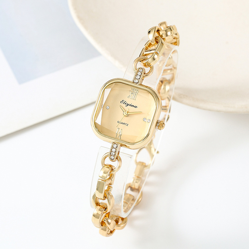 现货高级感小众设计女士腕表轻奢镶钻方形石英女休闲时尚手链表详情4