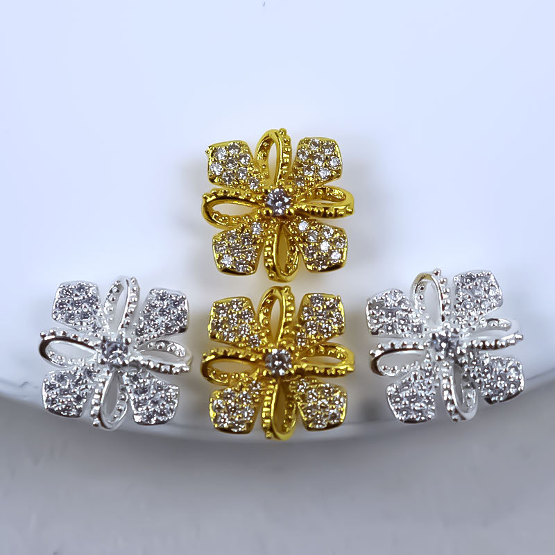 铜镀18K十字架隔珠锆石吊坠手串配夹扣手工diy手链项链饰品配饰详情2