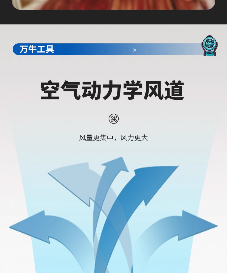 万牛电动风扇家用锂电电吹风便携式户外小型大风力电动风扇  跨境详情6