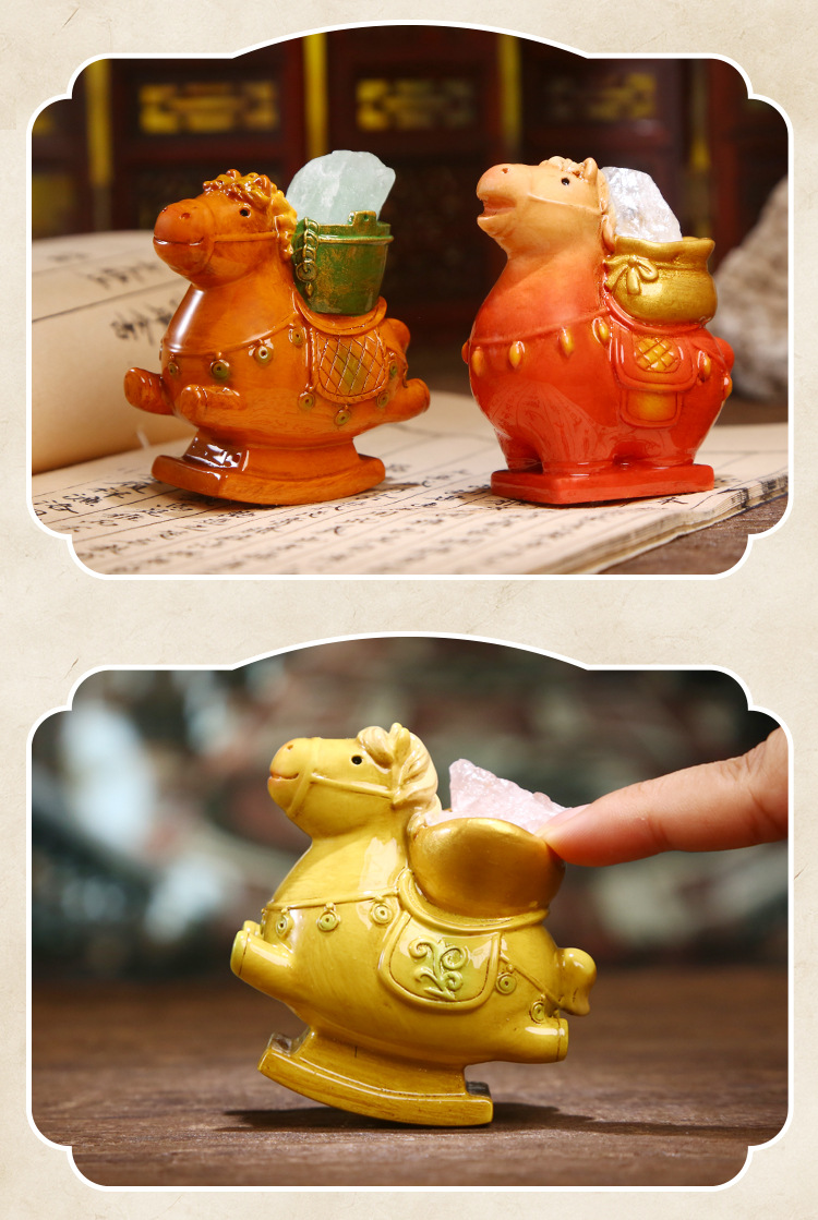 Tang Sancai cultural relics energy blind box, cartoon trendy toys, crystal design, resin handicrafts, ornaments, table ornaments, blind box pic 17
