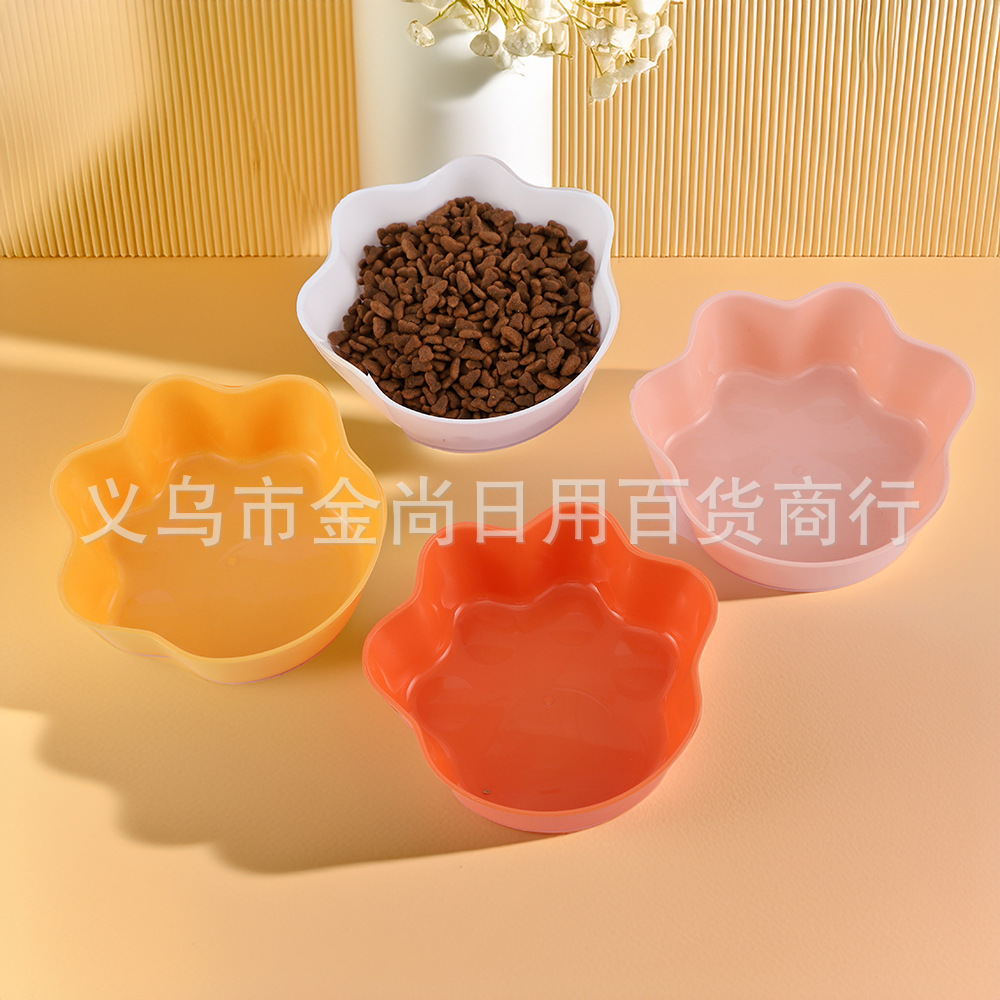 New cross-border candy-colored pet slow food bowl, dog bowl, cat food bowl, food bowl, small pet cat paw style, single bowl with water pic 1