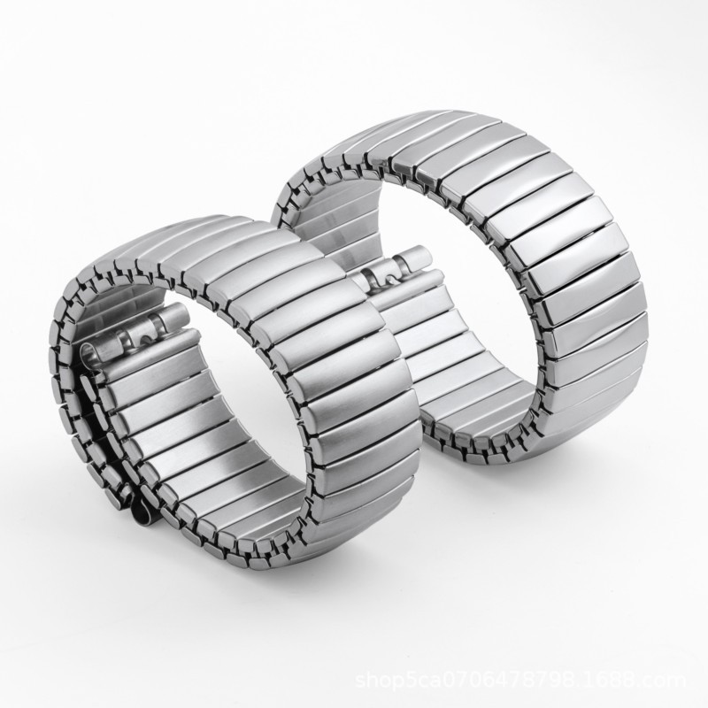 Suitable for swatch stainless steel elastic watch band, frosted silver spring elastic watch band 17mm in stock pic 1