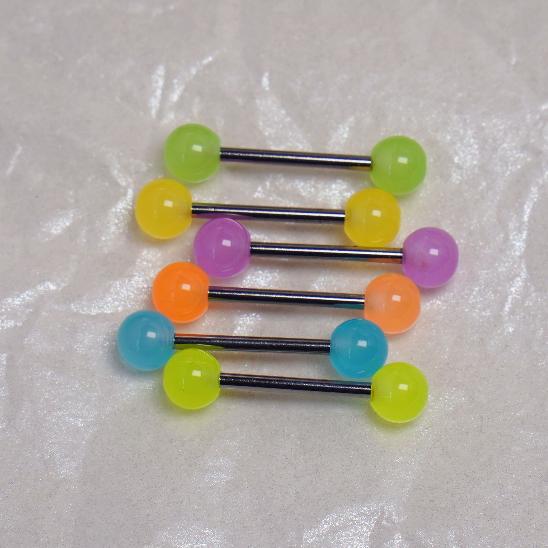 夜光亚克力舌钉不锈钢舌钉辣妹舌钉钛钢小众舌钉穿刺饰品跨境批发详情3