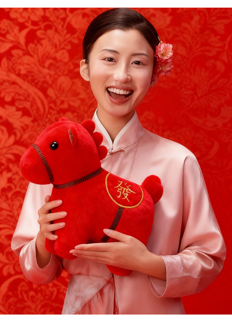 2026马年吉祥物黑马毛绒玩具生肖马玩偶公司年会布娃娃纪念品礼物详情16