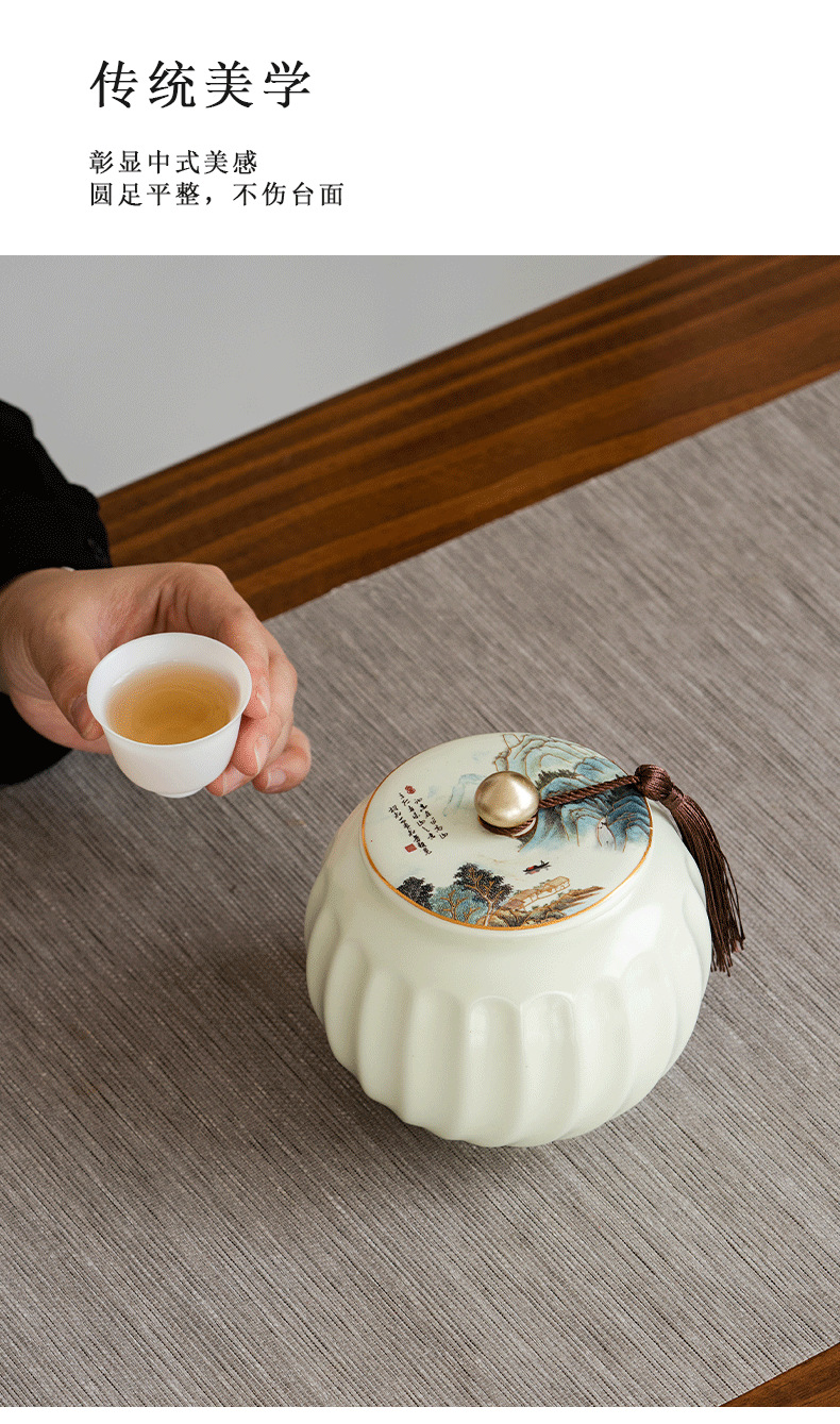 中式陶瓷茶叶礼盒白毫银针寿眉白茶绿茶专用密封存茶罐节日茶饼详情8