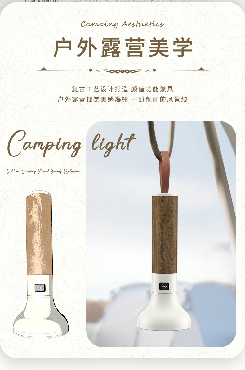 跨境新款LED手电筒Type-C充电户外露营铝合金大光杯强光手电筒详情4