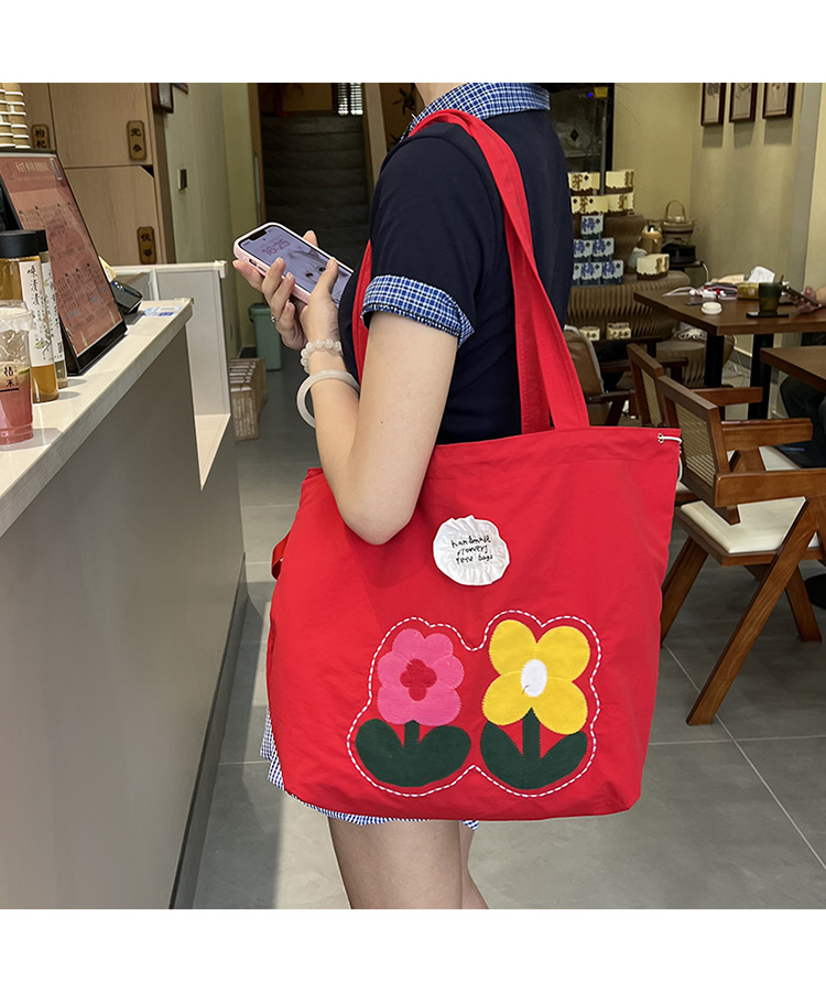 春夏新款小花布包潮流刺绣花朵托特包时尚2025ins 风包女上班通勤详情20