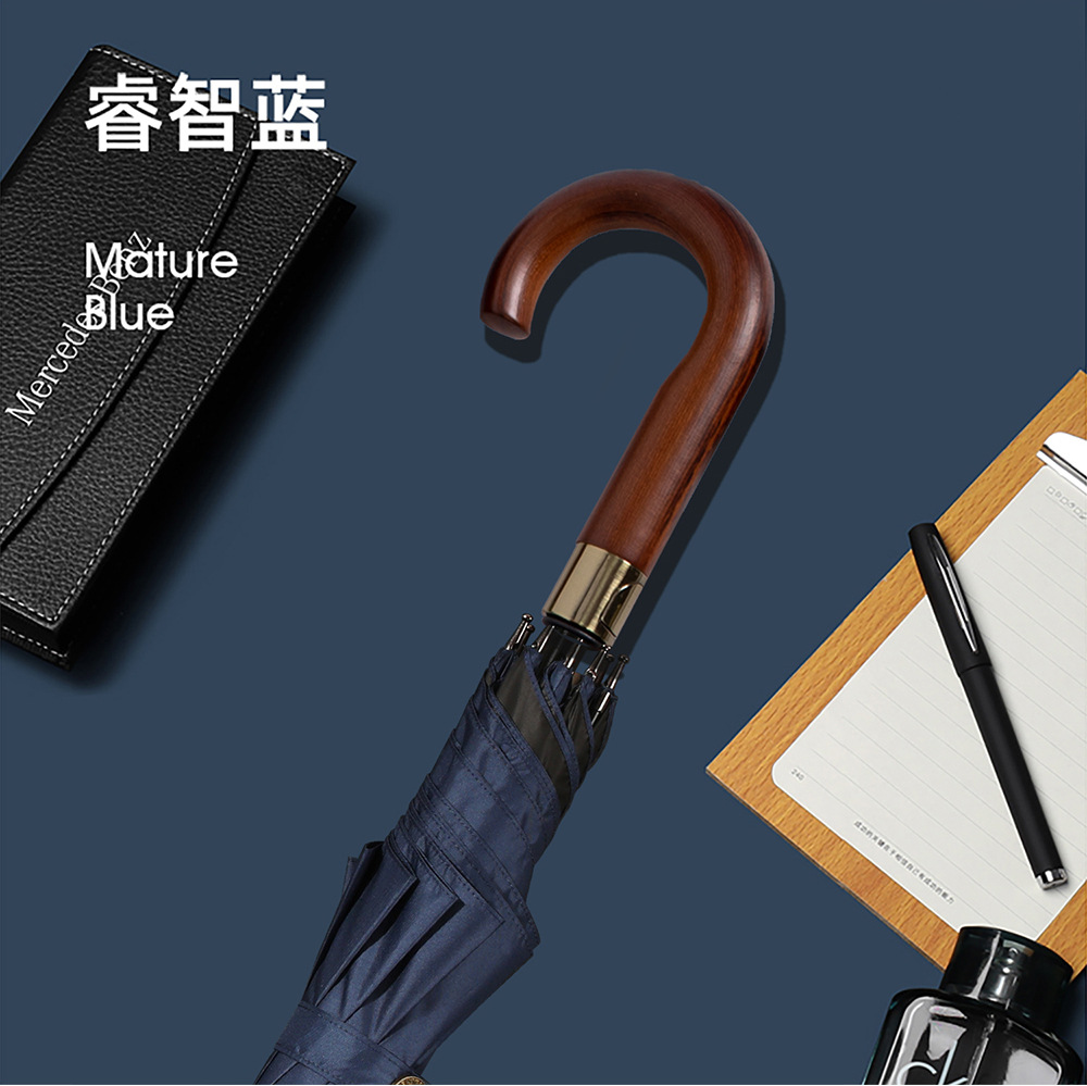 星宝新款大弯柄长伞27寸8骨黑胶雨伞可印刷logo商务伞防晒太阳伞详情13