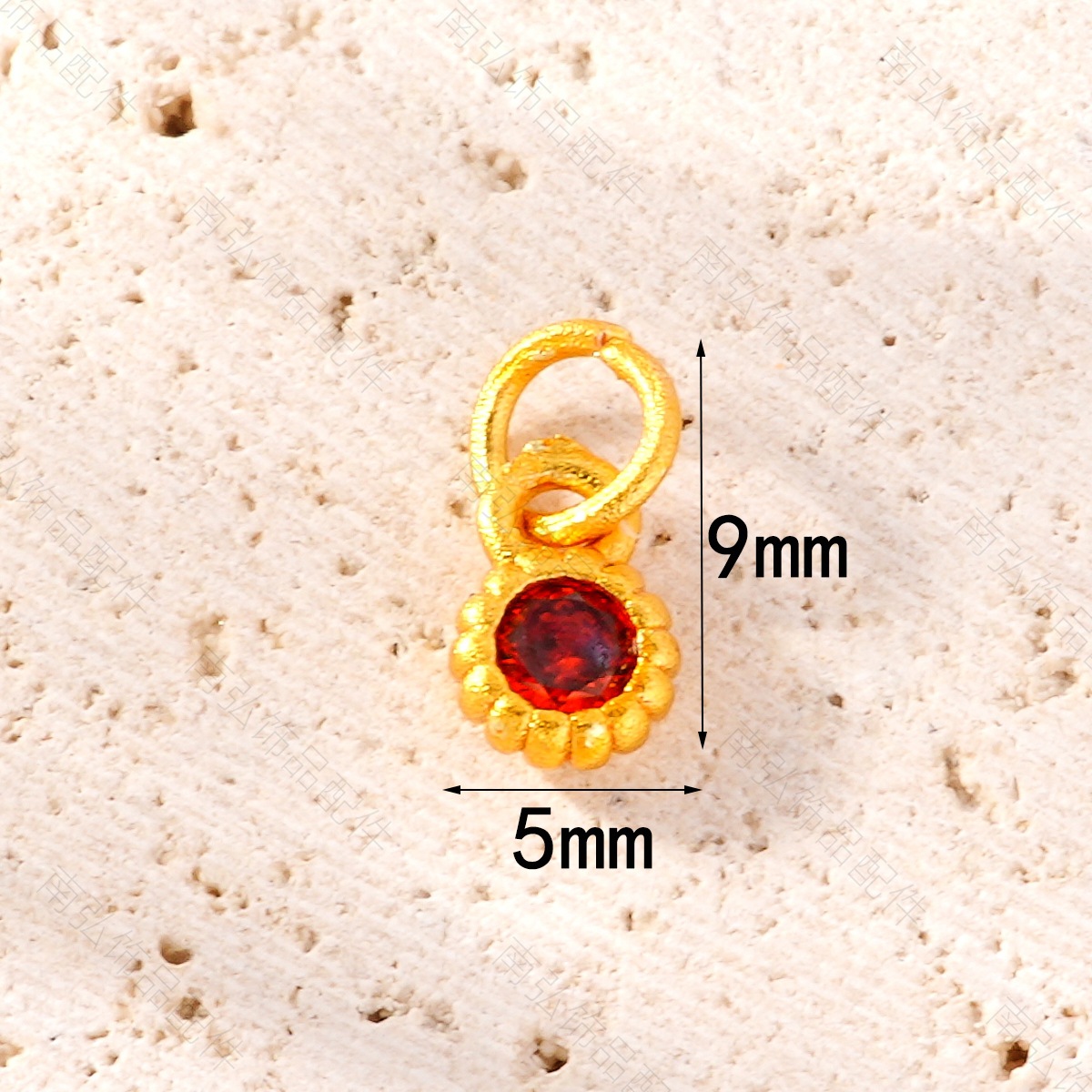 New ancient-style sand gold high-color retention zirconium-inlaid ring pendant, Chinese-style high-end bracelet necklace DIY accessory pic 4