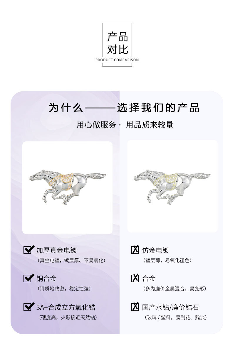 A light luxury and high-end two-color gold zodiac horse brooch, a business-style outfit that leads to success. Exquisite brooch, suitable for both men and women pic 20