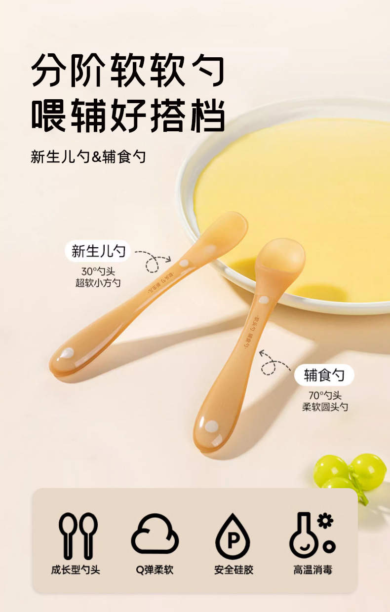 母婴用品辅食硅胶软勺婴儿宝宝喂饭喂水喂奶专用婴幼辅食勺婴童详情1