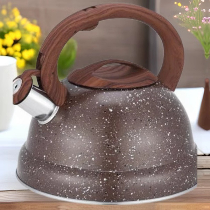 Wholesale 3L wood-grain handle sounding kettle, Amazon cross-border kitchen stainless steel sounding kettle, gas universal pic 1