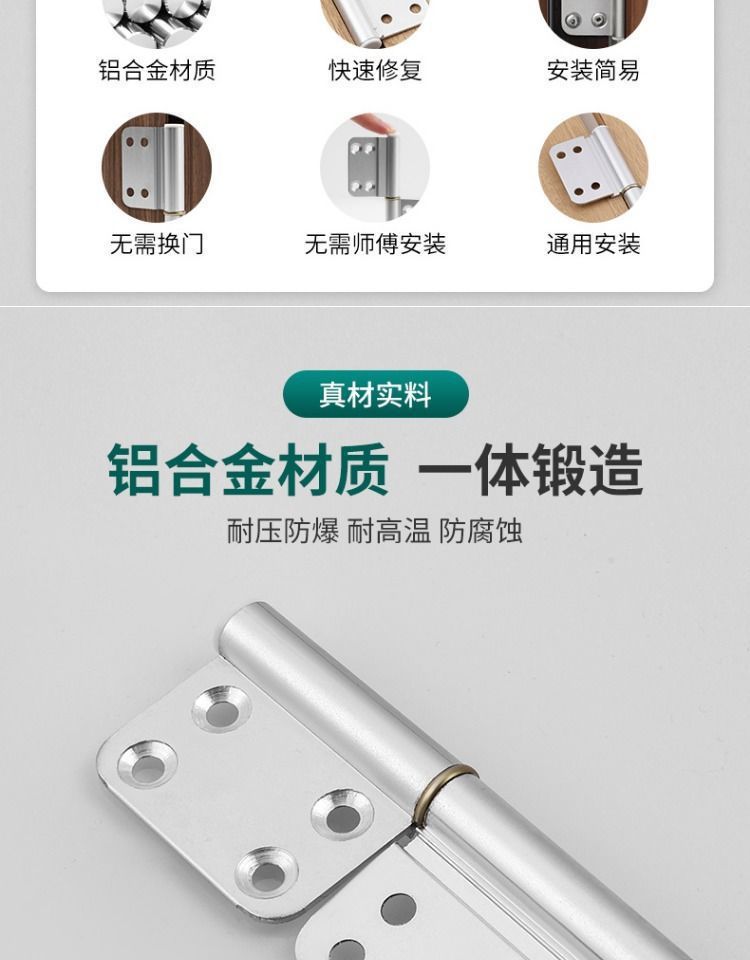 Toilet and bathroom door hinges, aluminum alloy doors, stainless steel bathroom door hinges, folding hinges, hinge accessories, loose-leaf hinges pic 2