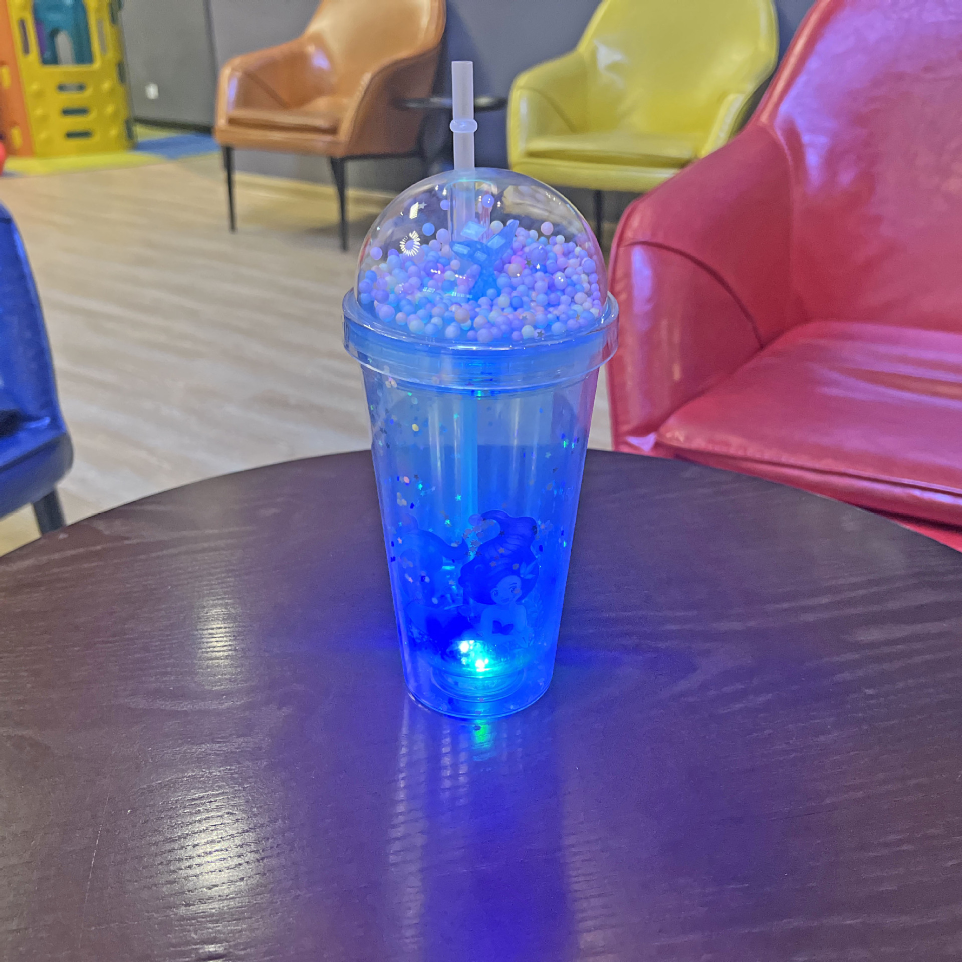 创意卡通美人鱼塑料吸管杯子夏日双层碎冰杯网红可爱塑料水杯批发详情16
