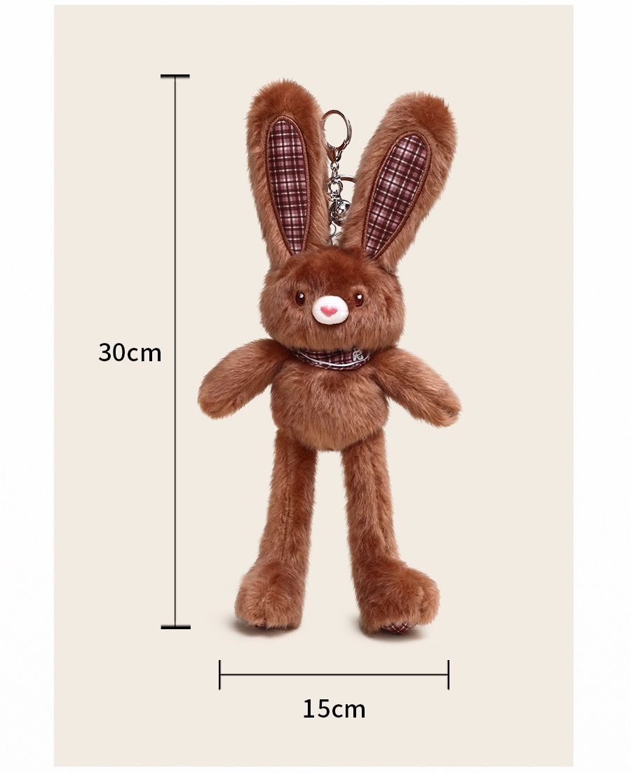 新品趣味碎花抽拉兔毛绒公仔钥匙扣创意解压可爱书包挂件网红礼品详情30