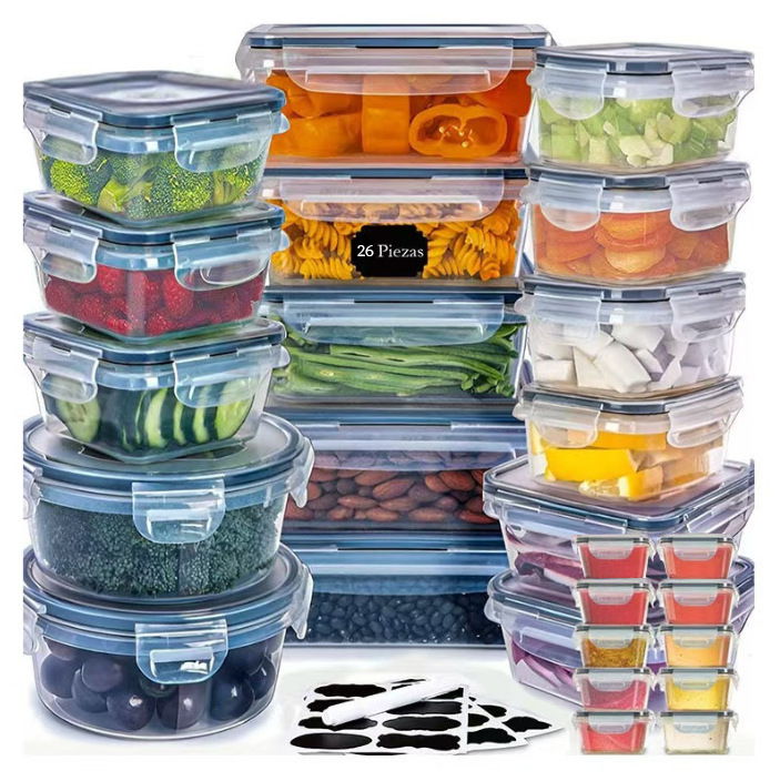 Wholesale of cross-border best-selling sealed plastic food storage boxes, 26-piece set of transparent leak-proof storage boxes for refrigerators pic 4