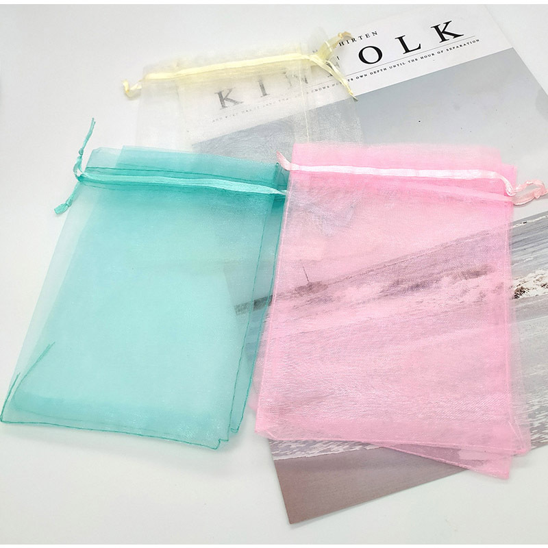 DIY手工香薰蜡片网纱袋包装袋香薰石膏蜡牌抽绳欧根纱束口袋透气详情9
