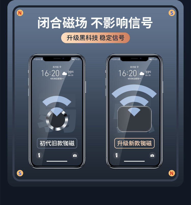 车载手机支架金属强磁性360度旋转折叠任意贴车载仪表台导航支架详情8