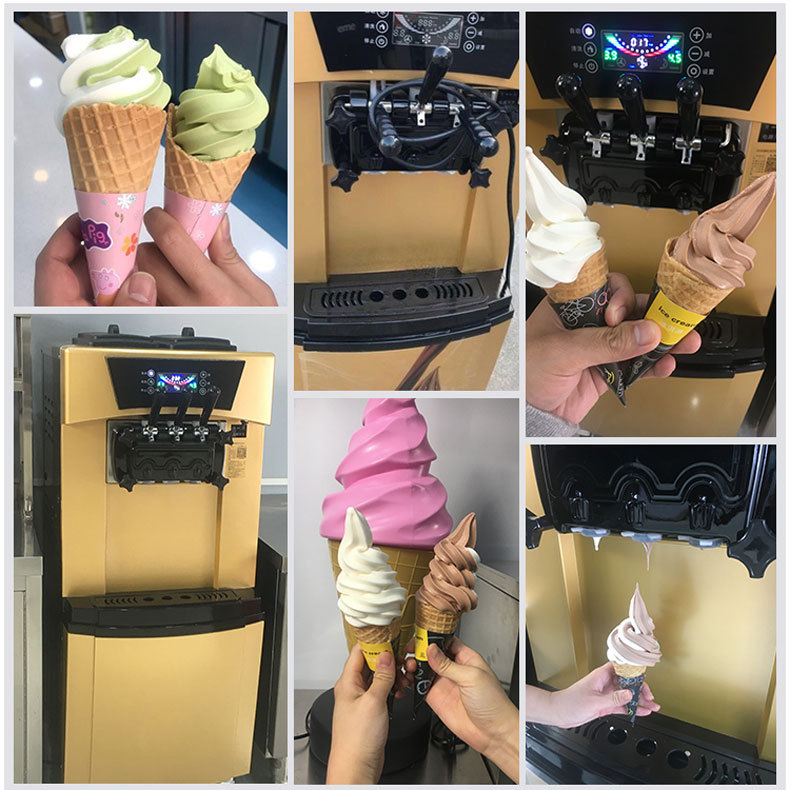 Commercial automatic vertical three-color ice cream cone machine, a high-yield ice cream machine in gold pic 15