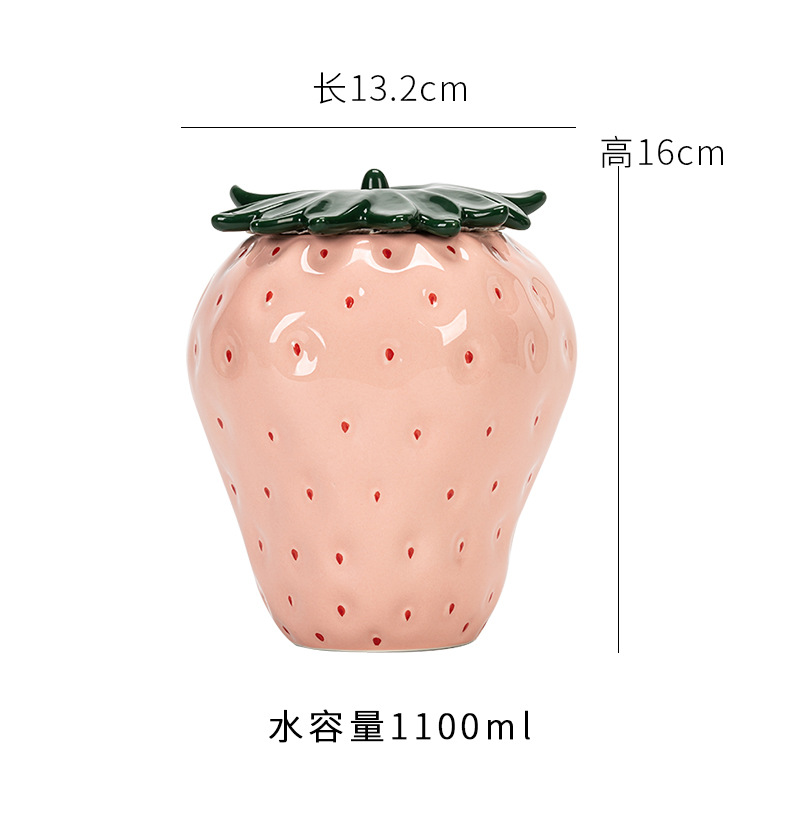 创意陶瓷密封罐红茶绿茶储存罐草莓茶叶罐家用个性茶具摆件伴手礼详情6