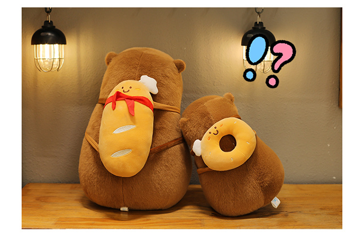 外贸新品卡皮巴拉公仔卡通烘焙系列水豚毛绒玩具抱枕娃娃机兑换品详情32