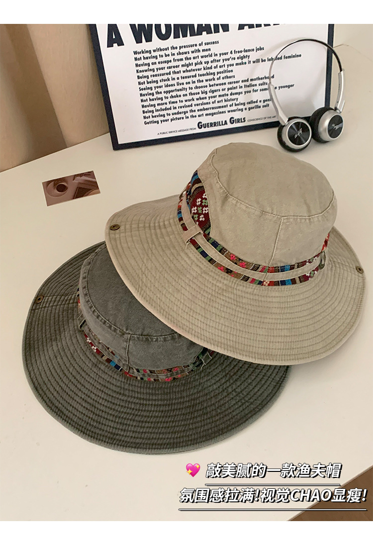 西部旅游牛仔帽女夏季户外大帽檐渔夫帽显脸小防晒帽遮阳登山帽子详情10