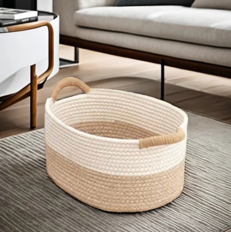 北欧简约棉绳编织收纳筐大容量收纳篮家用杂物儿童玩具编织收纳筐详情5