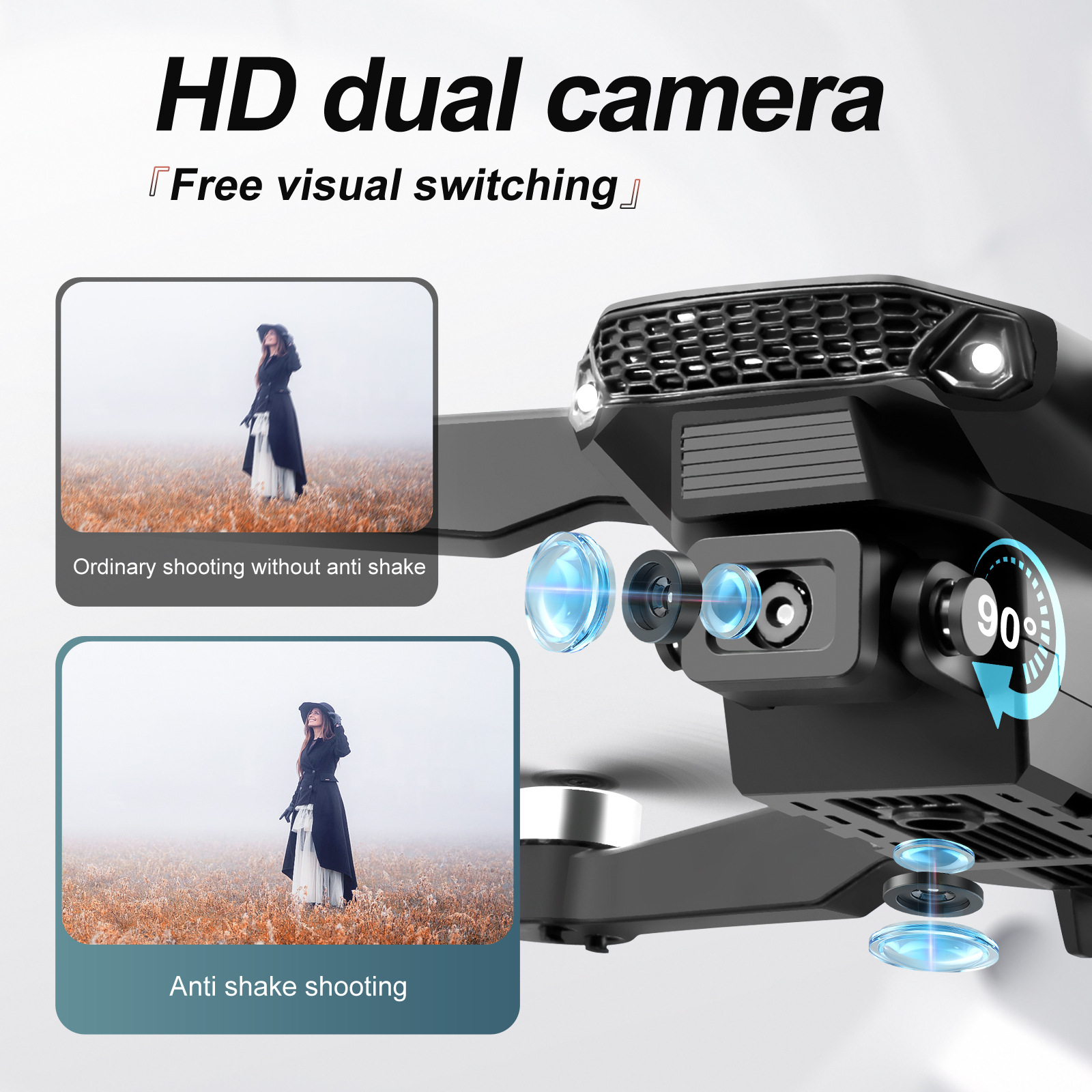 Cross-border E88 unmanned aerial vehicle, brushless motor, GPS, high-definition aerial photography, folding fuselage, optical flow, fixed height, obstacle avoidance, remote control aircraft pic 31