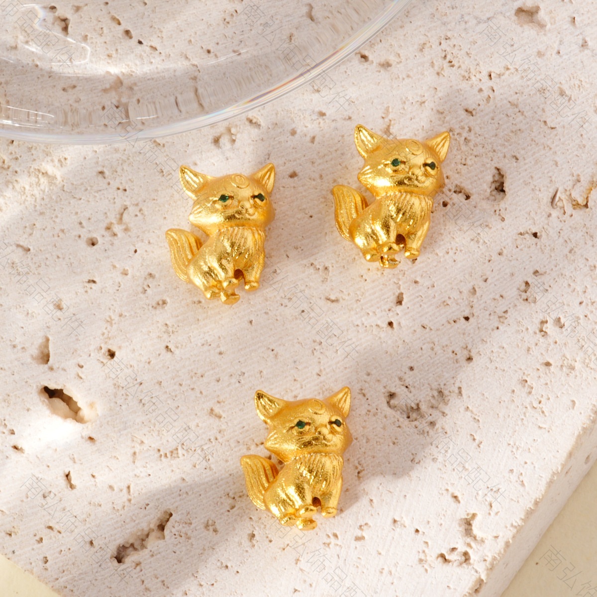 New ancient method sand gold high color retention zirconium fox bead traditional Chinese style high-end bracelet necklace DIY accessory pic 6