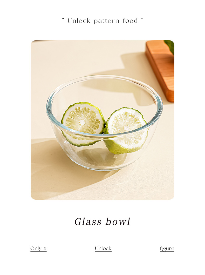 High-temperature resistant transparent glass bowl thickened and microwave-safe high borosilicate glass large household salad bowl pic 8