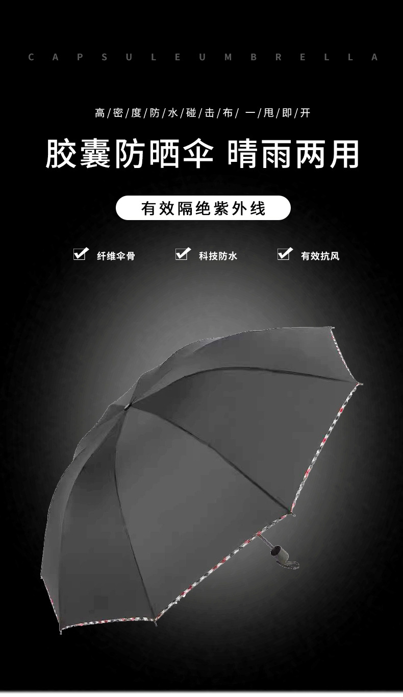 三折10骨商务包边晴雨伞黑胶防晒太阳伞厂家批发广告伞可印logo10详情2
