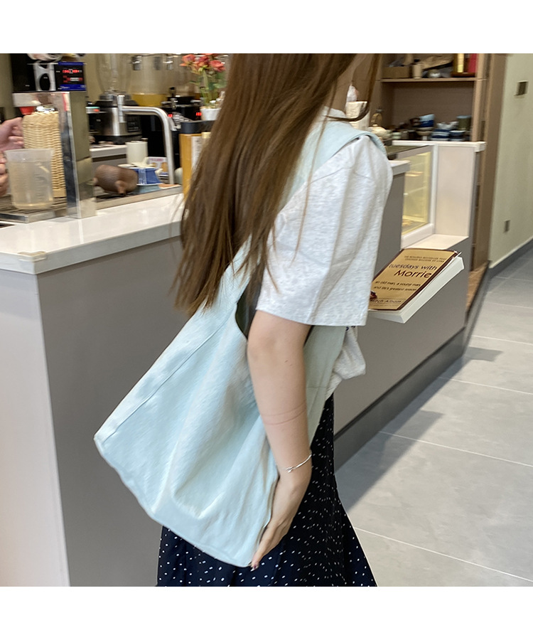 韩系小众ins牛仔帆布包休闲简约布袋大容量学生单肩托特包波点包详情26