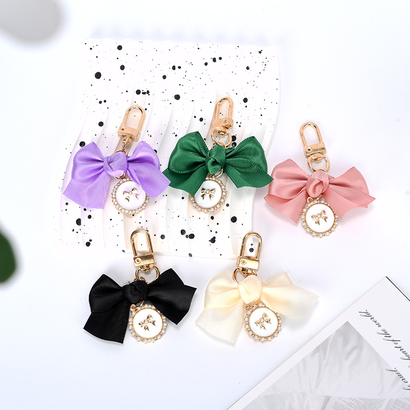 创意小香风蝴蝶结钥匙扣链 可爱女生包包挂件ins爱心珍珠挂饰礼物详情3