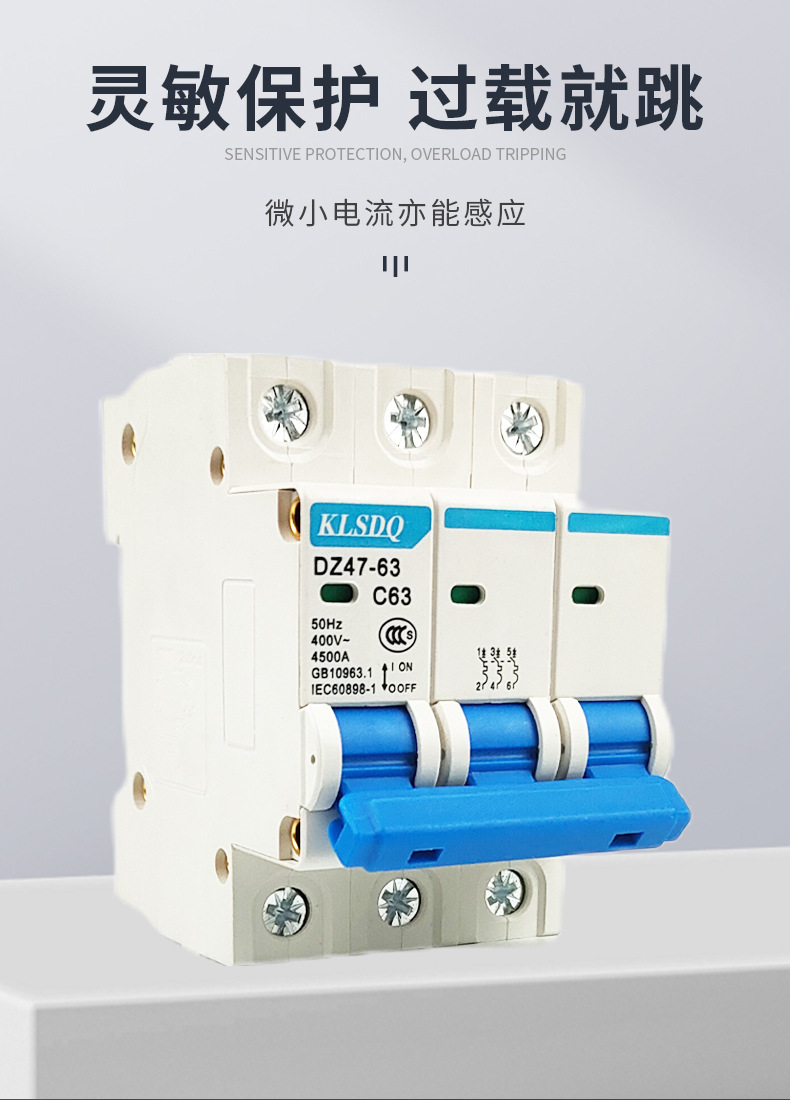 空气开关DZ47-63电闸空气开关1P2P3P4P空开6A~63A小型断路器详情5