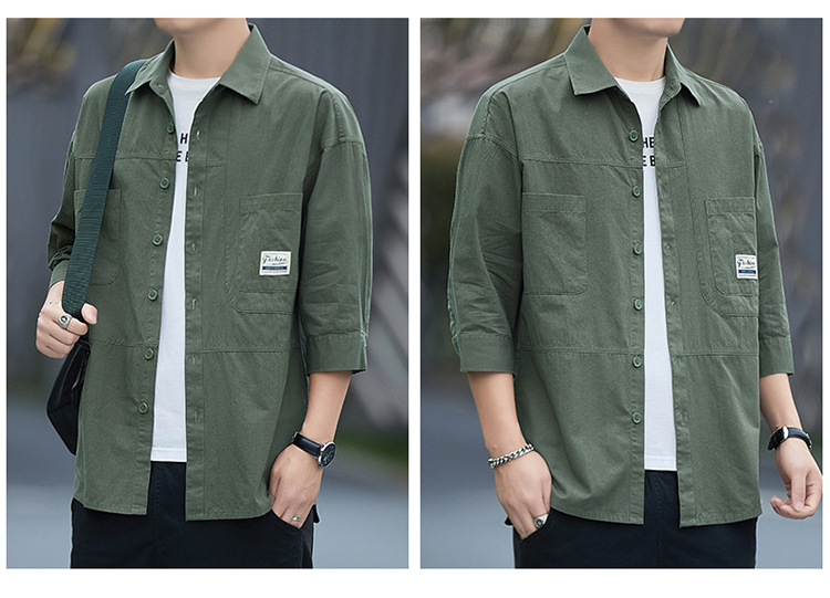 Casual short-sleeved shirt for men, Korean-style trendy 70% shirt, summer cool and stylish workwear top, Japanese-style coat pic 17