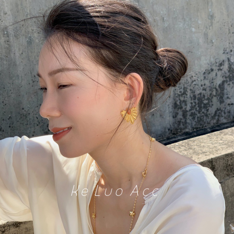 原创天然宝石耳环欧美精致复古耳饰轻奢高级感小众翅膀水滴耳环女详情14