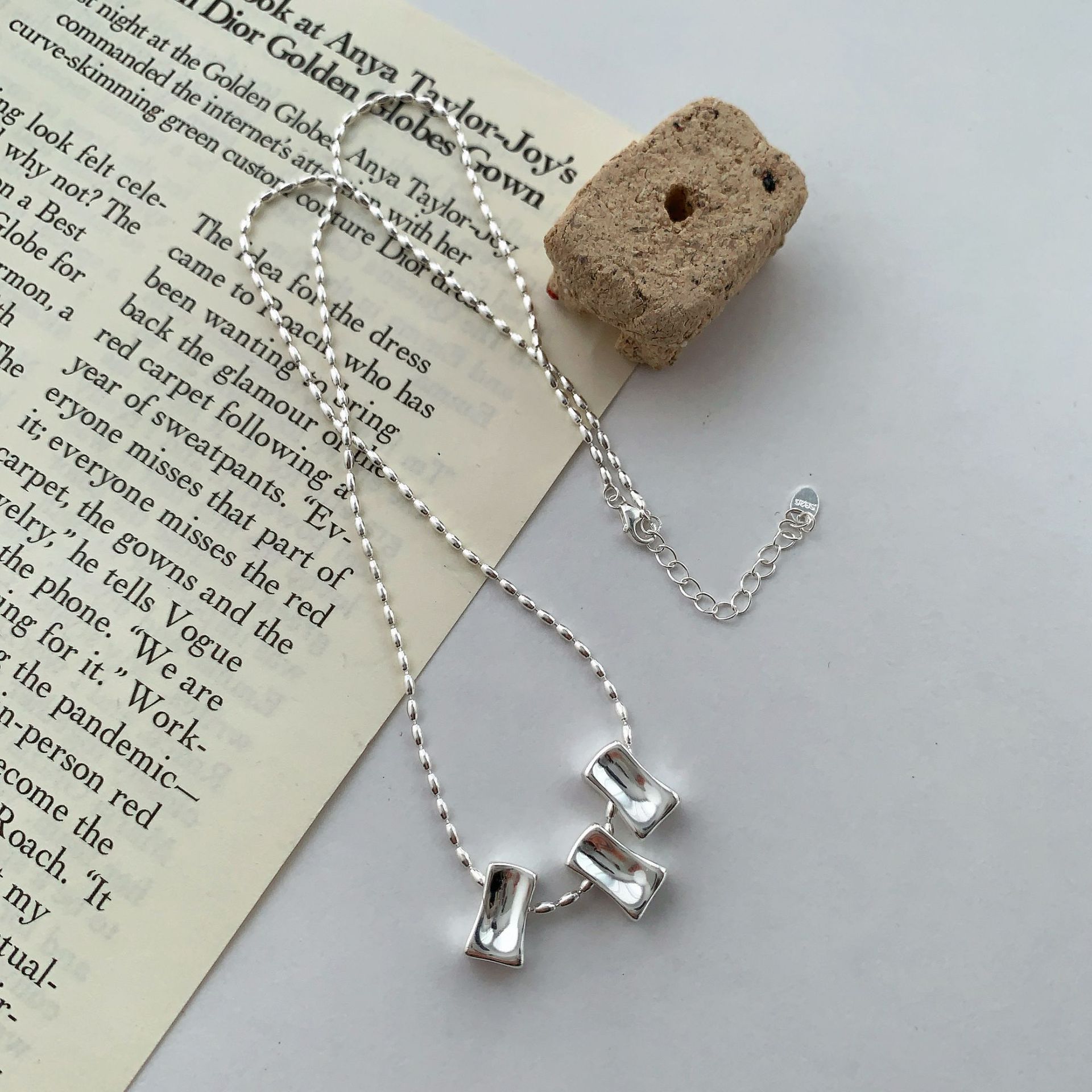 S925 sterling silver 11.17 heavy industry square pendant collarbone chain, ins niche design, hip-hop necklace, cold style and simple pic 4