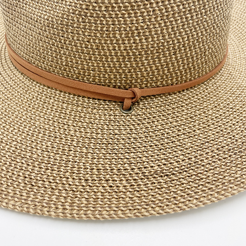跨境爆款夏季草帽韩国绒绳巴拿马礼帽男女牛仔遮阳防晒帽子详情15
