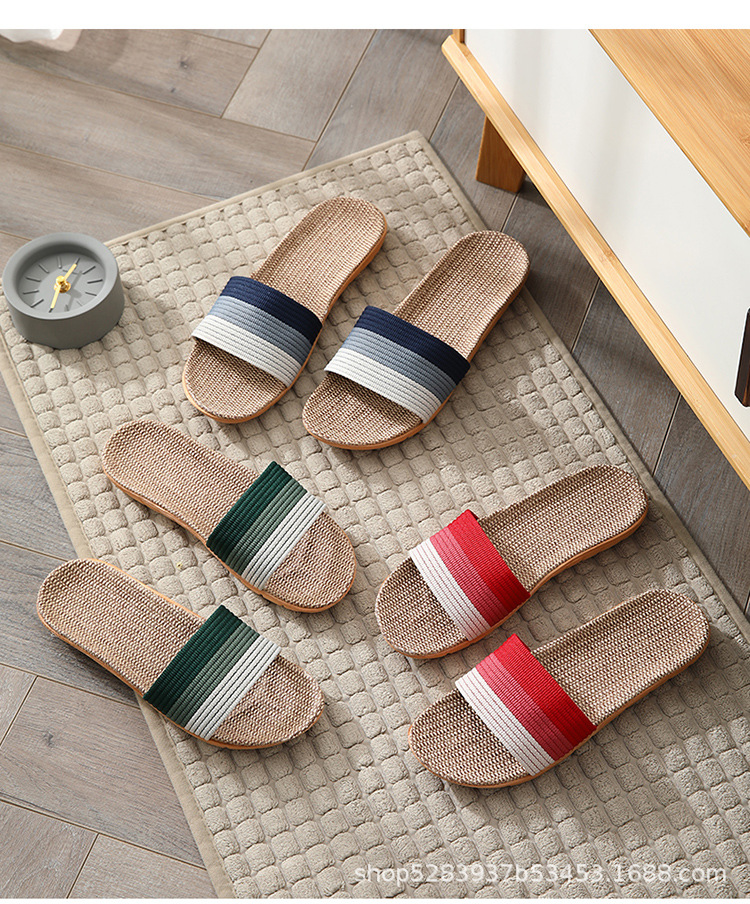 Four-season linen slippers for men, breathable and anti-slip in summer, for indoor home use. Cotton and linen cooling slippers for women, spring and autumn pic 15