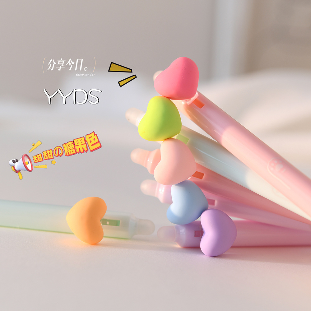 晨兮创意爱心按动可擦笔高颜值可爱卡通中性笔少女心学生ST笔尖蓝详情17