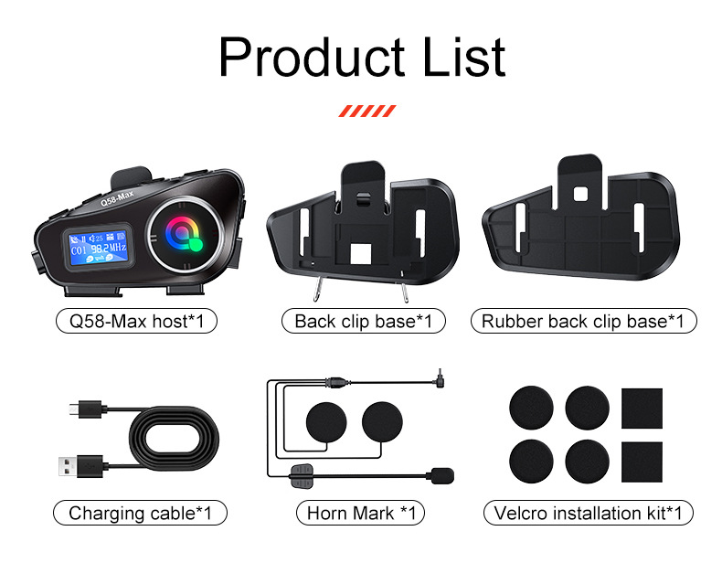 Q58MAX跨境专款头盔蓝牙耳机MP3混音音乐分享LCD屏FM对讲头盔耳机详情18