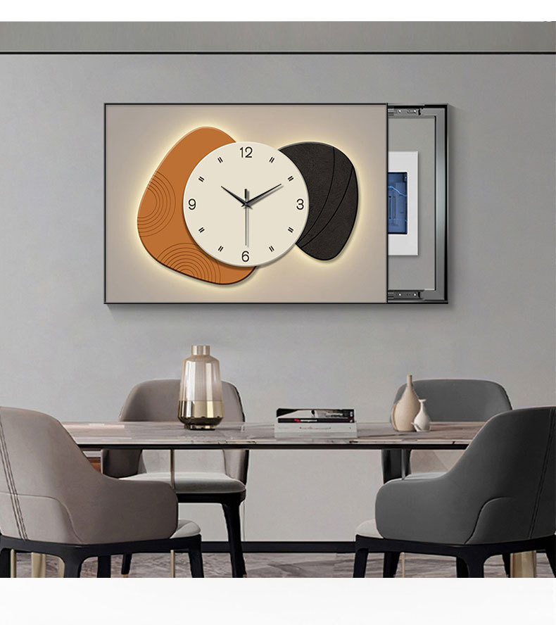 石来运转电表箱装饰画带时钟电闸箱餐厅电箱开关遮挡推拉液压挂画详情15