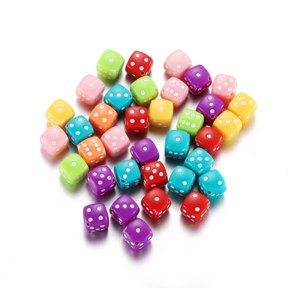 diy饰品配件手工穿绳珠亚克力骰子珠子透明彩色珠子黑白珠批发详情13